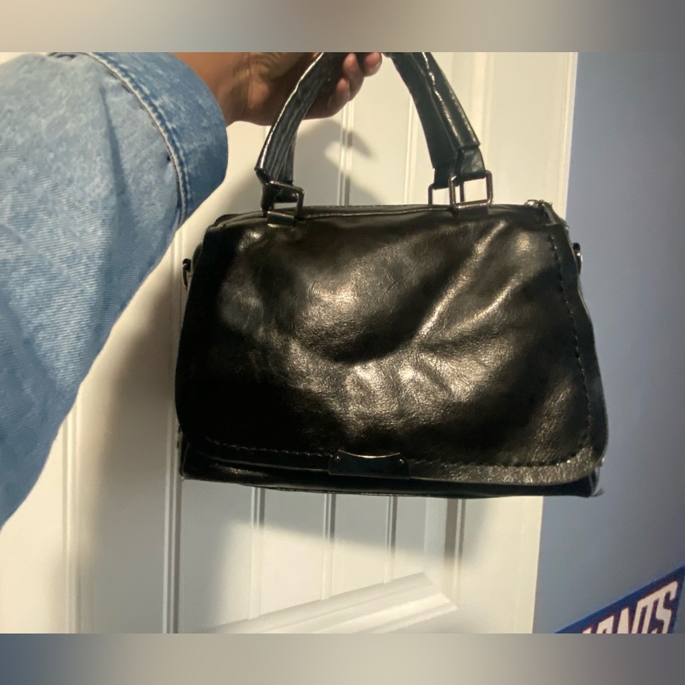 Black Studded Faux Leather Handbag